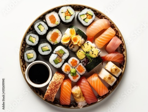Beautifully Arranged Plate of Sushi Image.
