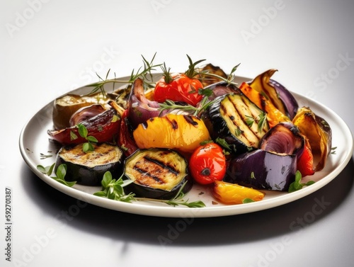 Vibrant Grilled Vegetables Plate Image.