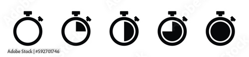 Timers icon set on white background. Stopwatch, countdown, timer icon symbol. Vector illustration