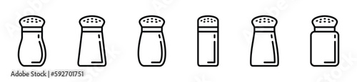 Salt and pepper container icons vector set. Spice container icon symbol in line style. Seasoning jar icon sign and symbol. Vector illustration