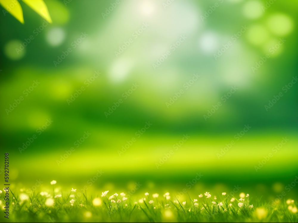 Green blurred background and sunlight