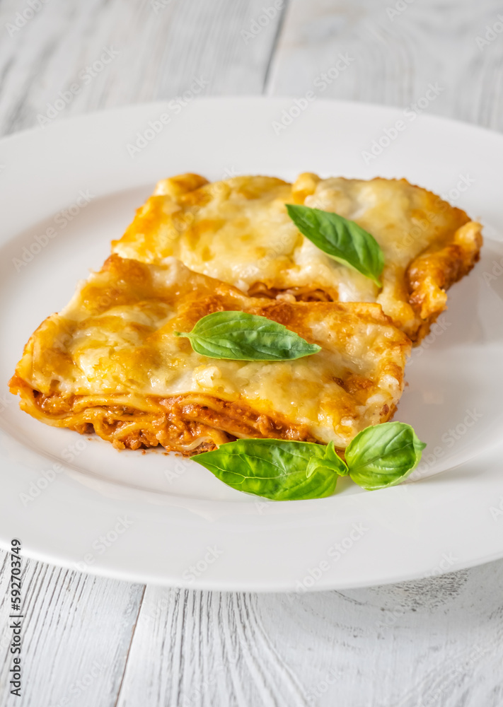 Portion of lasagna Portion of lasagna