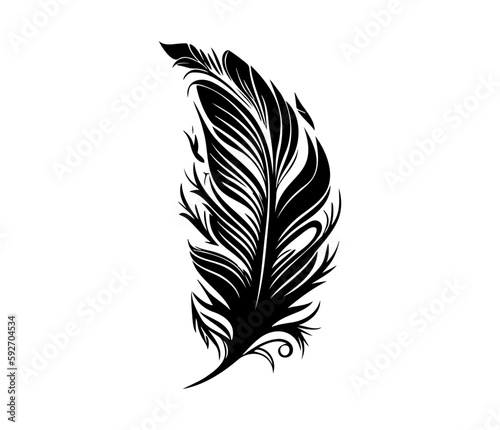 Fluffy Feather Silhouette, bird feathers simple style vector image.