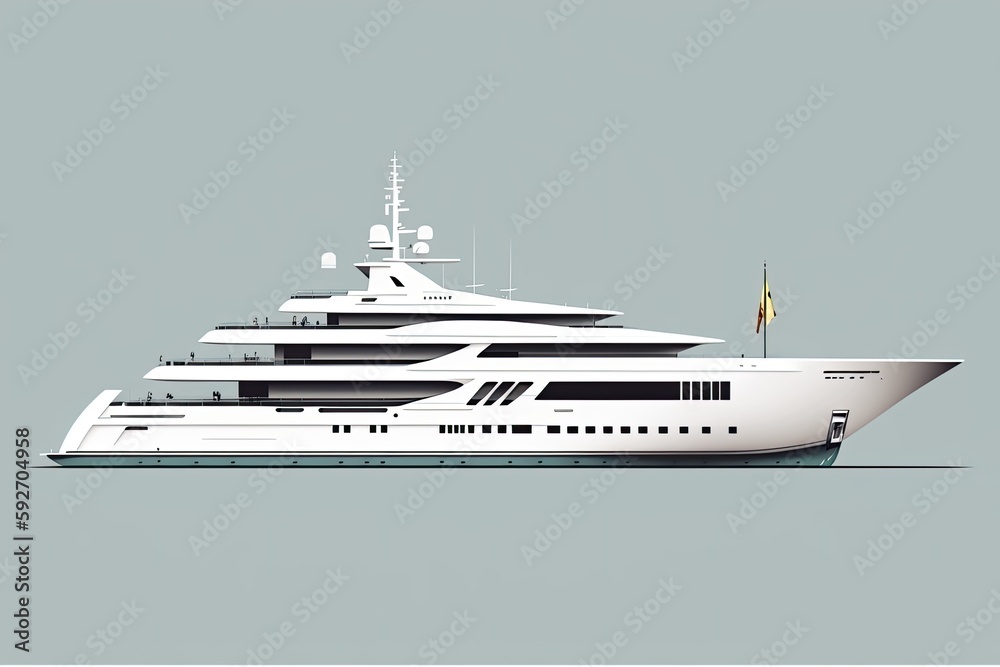 A side view of a yacht. Generative AI
