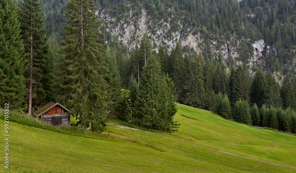 Log cabin in the Mieming Range, State of Tyrol, Austria.