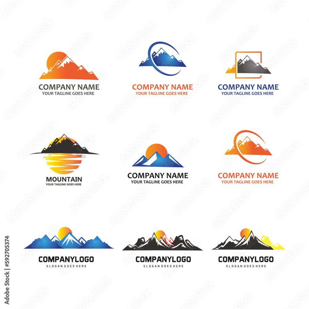 icon set mountain vector icon logo