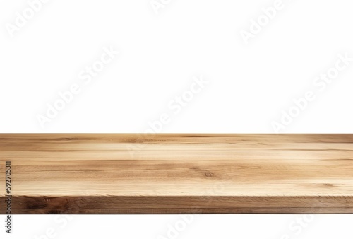wooden board isolated on white wall. Created using generative AI