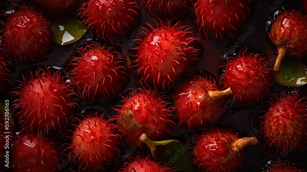 Fresh Rambutan background with water drops. Close up Fresh Rambutan background with water drops. Close up