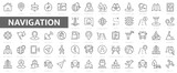 Navigation and location icons set. Map pointer, location, map, compass simple line icon symbol. 