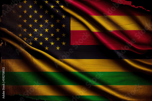 AfricaAfrican America Flag Juneteenth United States holiday. Generative Ai photo