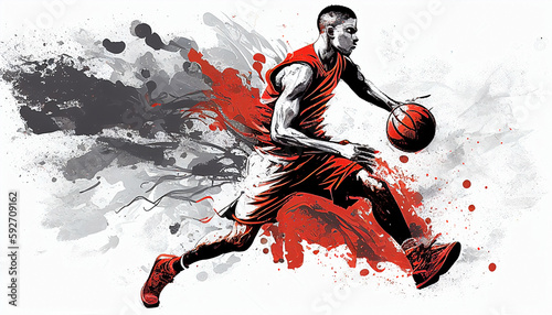 illustration of playing basketball. Ai generative