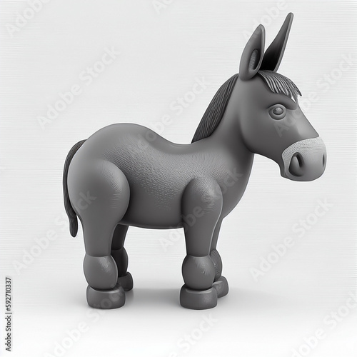 animal 3d cartoon character  donkey cartoon character. AI generated