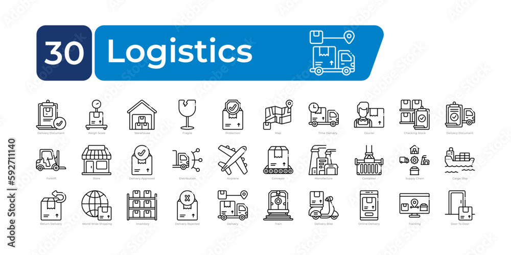 Logistics icons Pack. Thin line icons set. clean and simple vector icons Logistics icons Pack. Thin line icons set. clean and simple vector icons