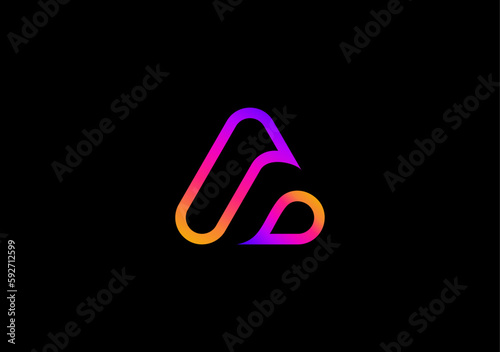minimal line design letter A with modern gradient color
