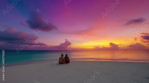 Couple walk along the prist...