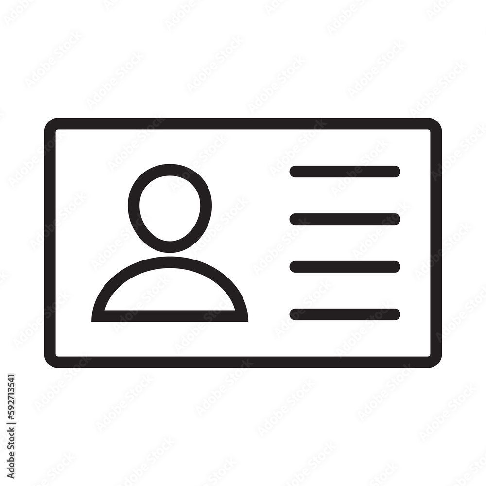 Id card icon. Id card badge icon. Identification card, driver's license icon. Vector illustration. Id card icon. Id card badge icon. Identification card, driver's license icon. Vector illustration.