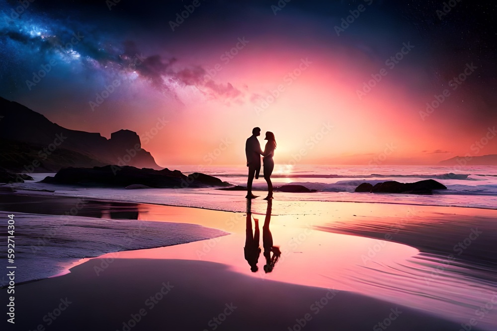 romantic couple at the beach
