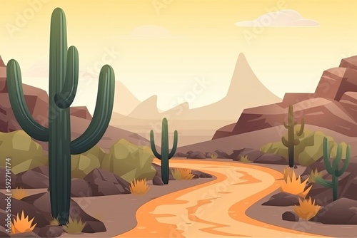 Desert road under a spectacular sky. Generative AI