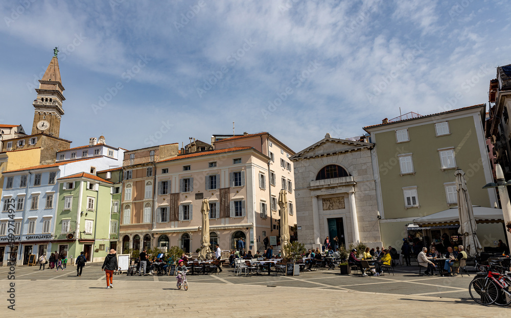 Naklejka premium Historical center of the Slovenian city of Piran on the Adriatic Sea