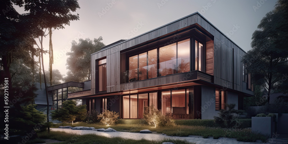 house in the woods created with Generative AI technology