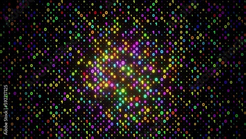 Wallpaper Mural Digital matrix of colorful ones and zeros falling down and flashing. Binary background concept of big data, computer technology, information and cyberspace, NFT 3d render Torontodigital.ca