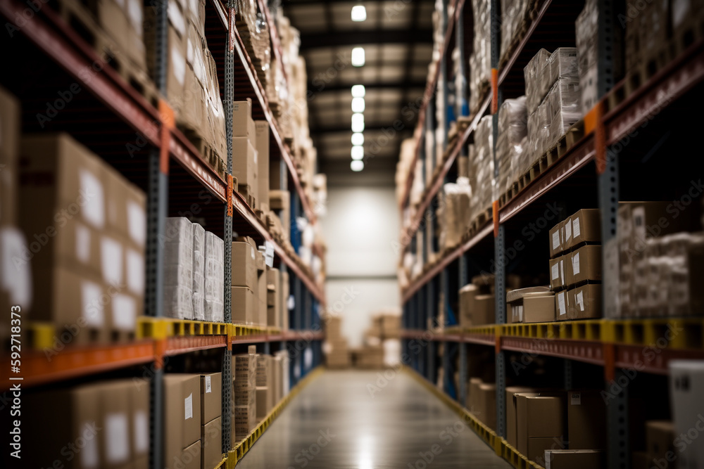 warehouse facility with tall shelves storage made with Generative AI warehouse facility with tall shelves storage made with Generative AI
