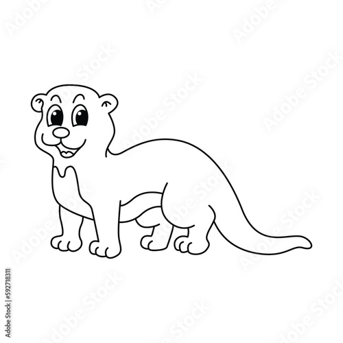 Funny beaver cartoon characters vector illustration. For kids coloring book.