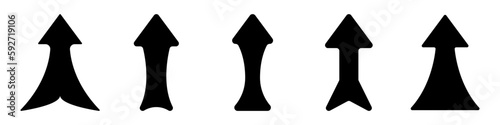 Arrows up black set vector set. Stylish rising arrows. Growing arrows black vector set. Raising the arrow up, straight.