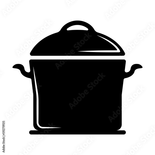 Pan vector icon. Icon of a stylish pot for the kitchen vector. Container for cooking in the kitchen. Culinary pot icon.