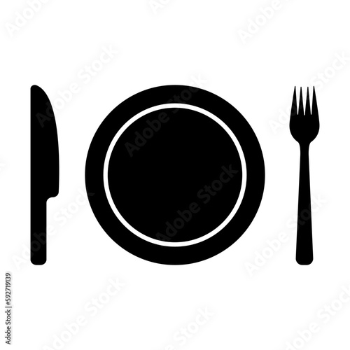 Plate fork and knife vector. Set of cutlery vector. Breakfast icon set vector. Concept set for food vector.