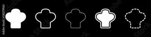 Chef's cap vector. Set of chef's caps vector. Kitchen head protection icon vector.