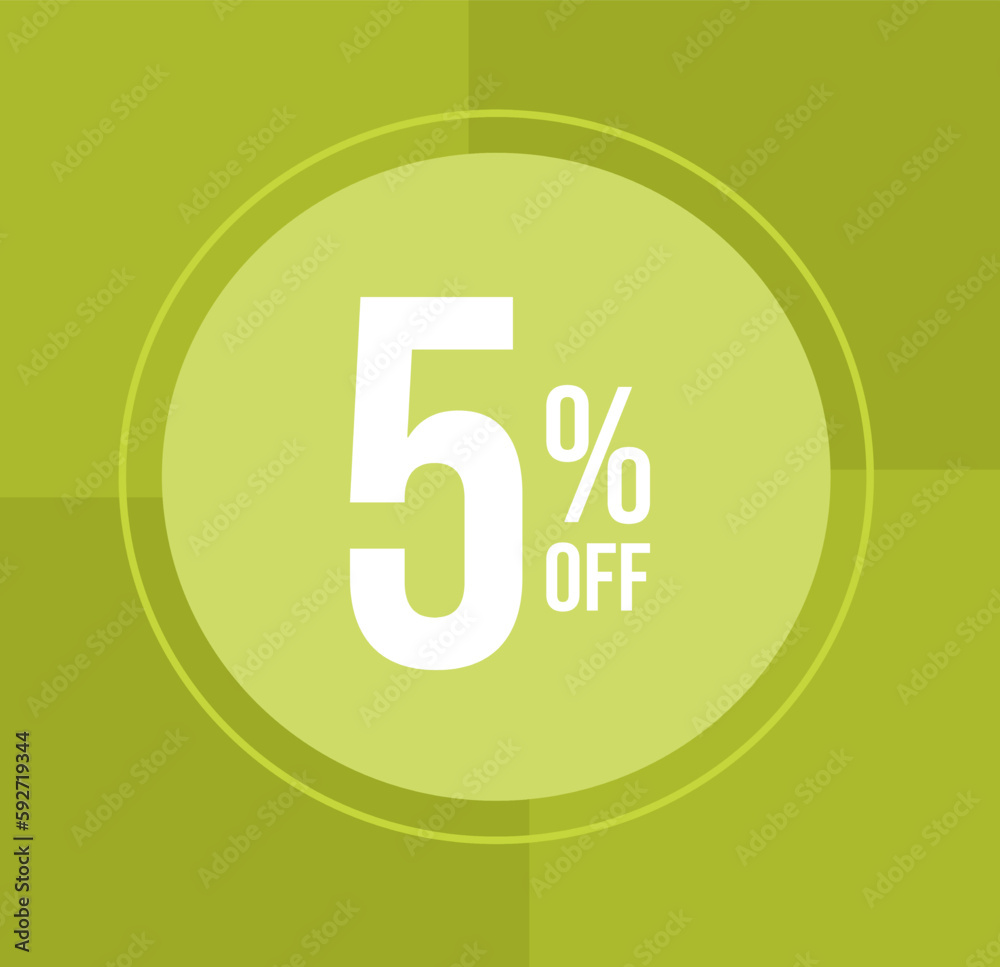 5 percent off Discount for big sales with balloon on green background 5 percent off Discount for big sales with balloon on green background