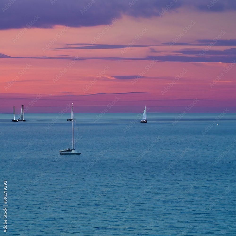 Fototapeta premium Sunset Over The Ocean - generative AI