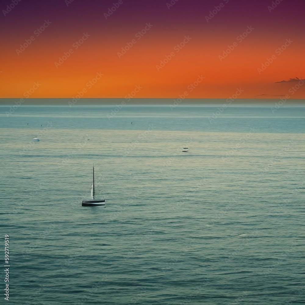 Fototapeta premium Sunset Over The Ocean - generative AI