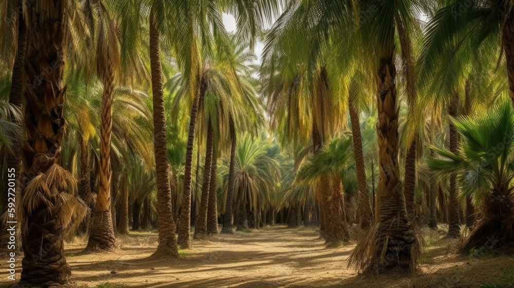 palm trees in the park, Generative AI