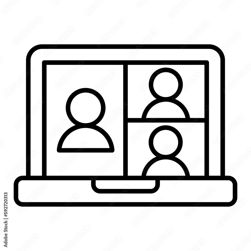 Online Meeting Thin Line Icon Online Meeting Thin Line Icon