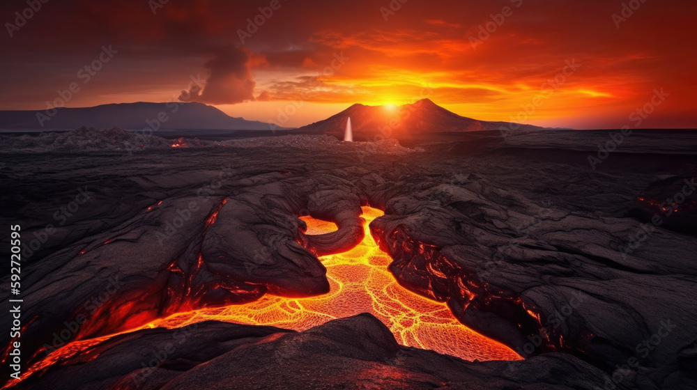 The beautiful volcanic landscape, Generative AI