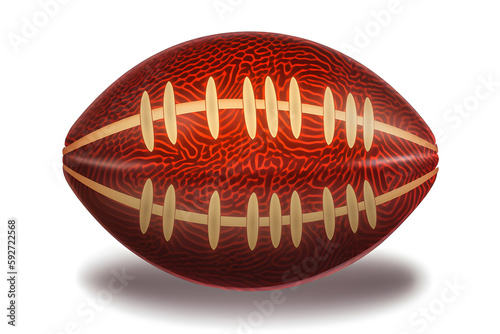 American football ball on white background. Illustration. Ai generation.
