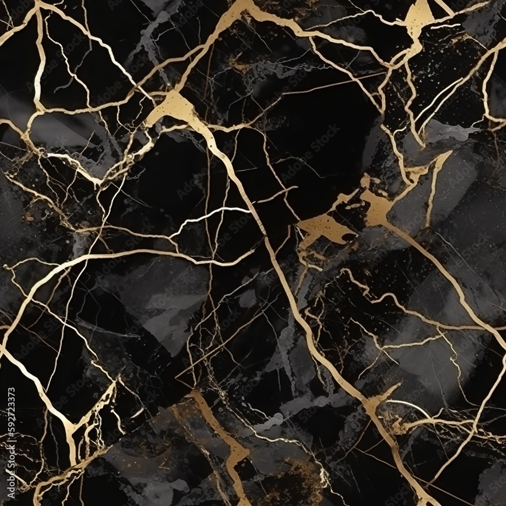 Seamless Black and Gold Marble Texture

