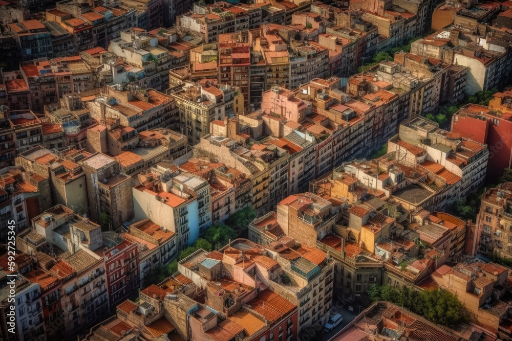 barcelona from the drone view created with Generative AI technology