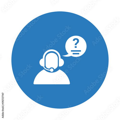 Customer support, enquiry icon . Blue color design.