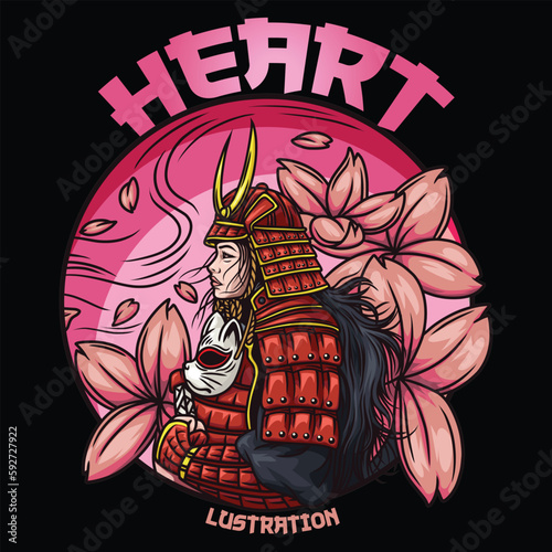 japanese samurai couple With Text illustration_2