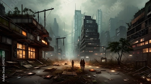 Post apocalyptic city  generative ai