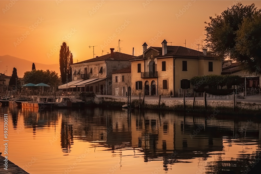 Fototapeta premium view of the town country created with Generative AI technology