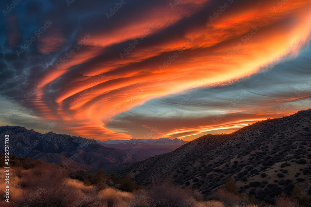 sunset in the mountains created with Generative AI technology sunset in the mountains created with Generative AI technology