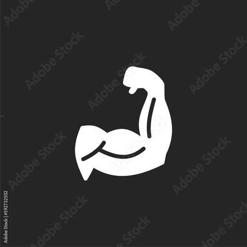 Bodybuilder showing his muscles icon isolated on black background