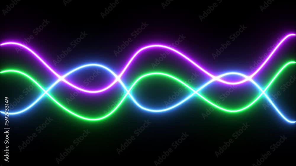 Glowing neon lines, abstract background, equalizer, signal chart, ultraviolet spectrum, laser show, energy, chaotic waves, looped animation Glowing neon lines, abstract background, equalizer, signal chart, ultraviolet spectrum, laser show, energy, chaotic waves, looped animation