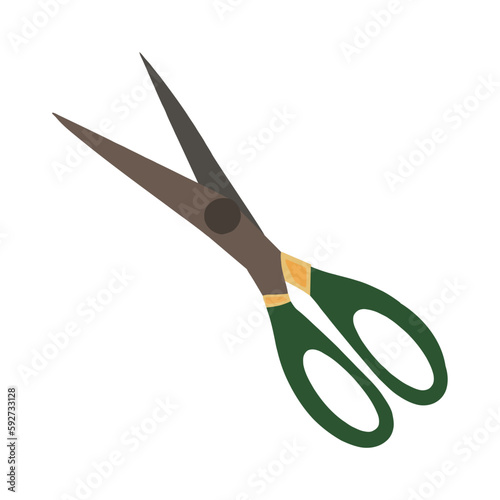 Sharp scissors cut metal