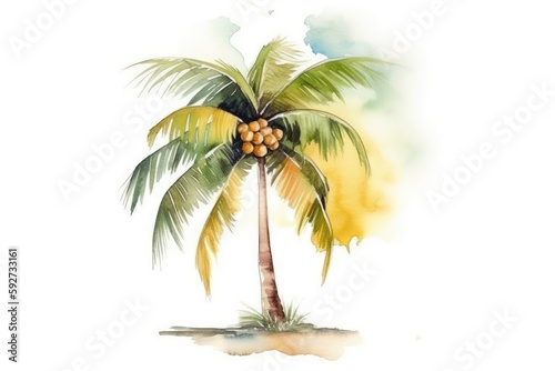 Summertime palm palms on a white  isolated backdrop. a jungle theme. Generative AI