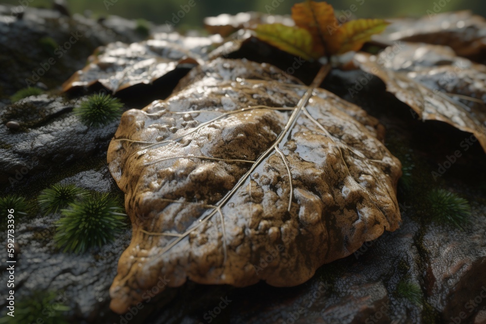 A close-up of a natural texture, such as a leaf or rock surface, Generative AI